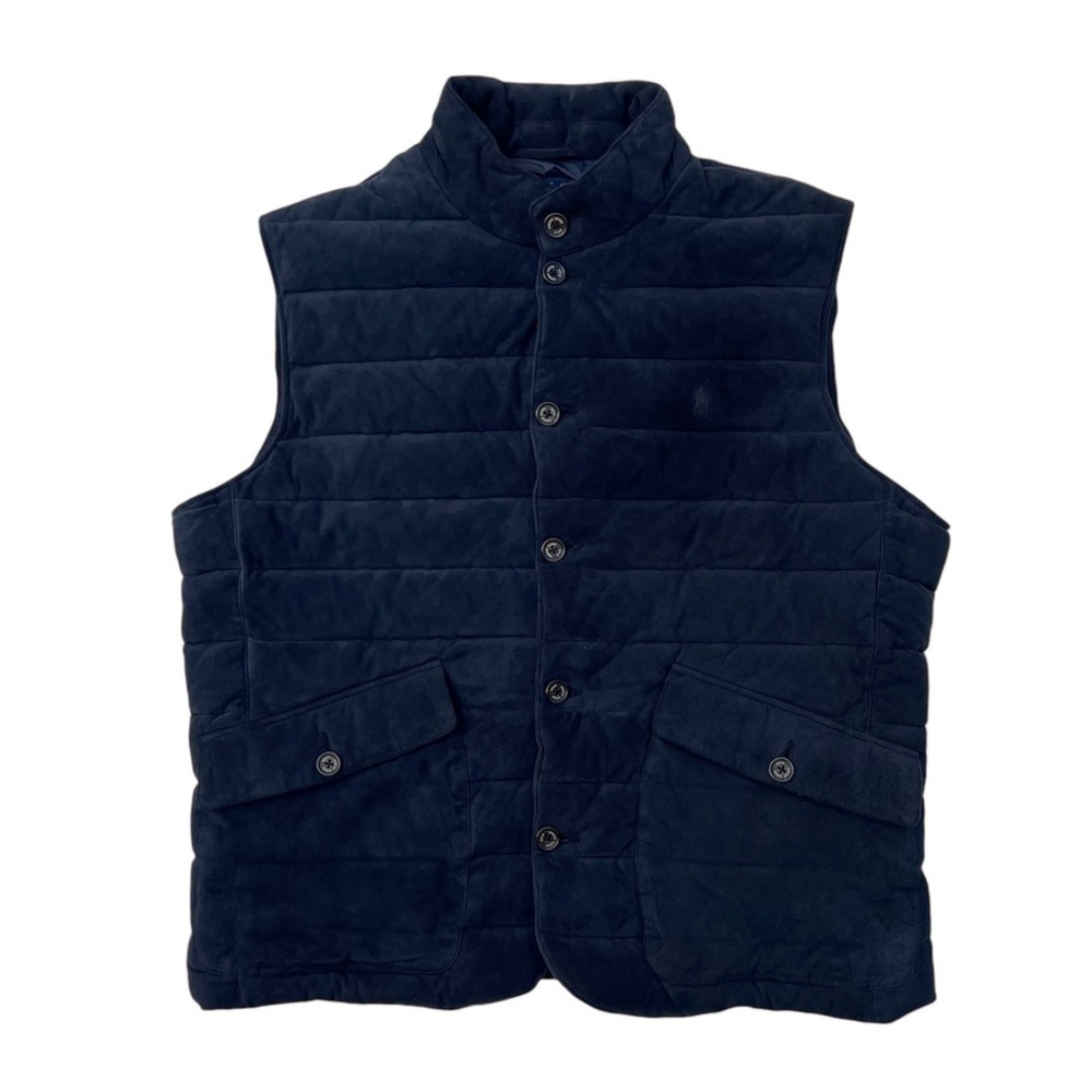Polo Ralph Lauren Quilted Suede Vest Men’s Size XL Navy Blue Puffer New NWT